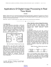 Applications of Digital Image Processing in Real Time World