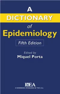 Dictionary of Epidemiology, 5Th Edition