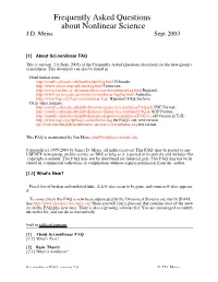 Frequently Asked Questions About Nonlinear Science J.D