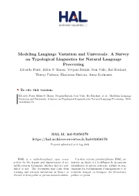 Modeling Language Variation and Universals: a Survey on Typological Linguistics for Natural Language Processing