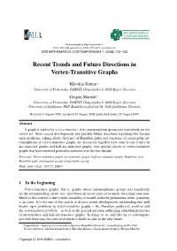 Recent Trends and Future Directions in Vertex-Transitive Graphs