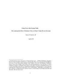 Reexamining the Effect of Sarbanes-Oxley on Firms' Going-Private Decisions Robert P. Bartle