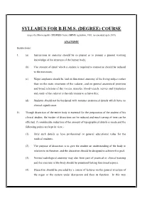Syllabus for B.H.M.S. (Degree) Course