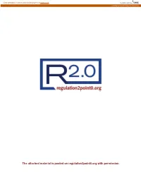 The Attached Material Is Posted on Regulation2point0.Org with Permission
