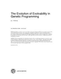 The Evolution of Evolvability in Genetic Programming 1