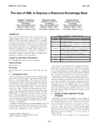 The Use of XML to Express a Historical Knowledge Base