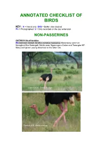Annotated Checklist of Birds