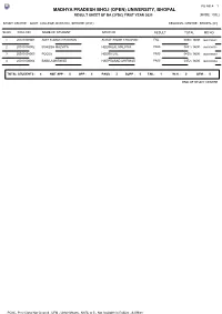 Result Sheet of Ba (3Ydc) First Year 2021 [Mode : Odl]
