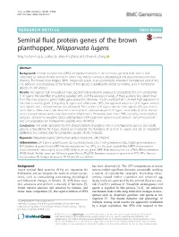 Seminal Fluid Protein Genes of the Brown Planthopper, Nilaparvata Lugens Bing Yu, Dan-Ting Li, Jia-Bao Lu, Wen-Xin Zhang and Chuan-Xi Zhang*