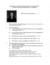 Application of Nicole Zellweger for Warner Circuit Judge Vacancy in St