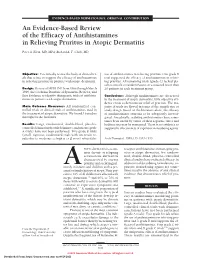An Evidence-Based Review of the Efficacy of Antihistamines in Relieving Pruritus in Atopic Dermatitis