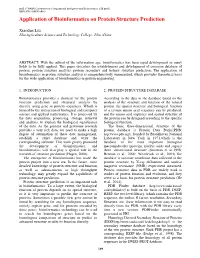 Application of Bioinformatics on Protein Structure Prediction