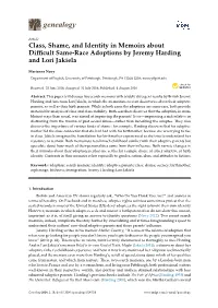 Class, Shame, and Identity in Memoirs About Difficult Same-Race Adoptions by Jeremy Harding and Lori Jakiela
