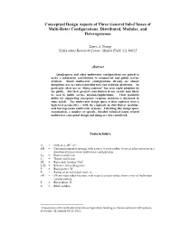 Conceptual Design Aspects of Three General Sub-Classes of Multi-Rotor Configurations: Distributed, Modular, and Heterogeneous