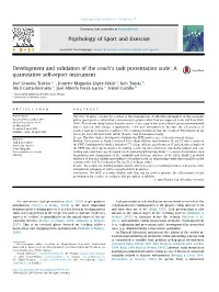 Development and Validation of the Coach's Task Presentation Scale: a Quantitative Self-Report Instrument