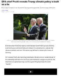 EPA Chief Pruitt Reveals Trump Climate Policy Is Built on a Lie