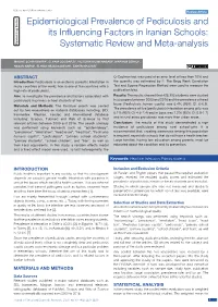 Epidemiological Prevalence of Pediculosis and Its