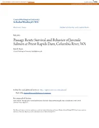 Passage Route Survival and Behavior of Juvenile Salmon at Priest Rapids Dam, Columbia River, WA Kyle B