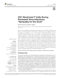 CD1-Restricted T Cells During Persistent Virus Infections: “Sympathy for the Devil”