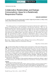 Collaborative Relationships and Dialogic Conversations: Ideas for a Relationally Responsive Practice