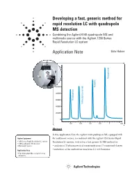 Developing a Fast, Generic Method for Rapid Resolution LC with Quadrupole
