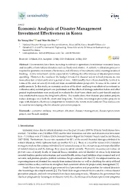 Economic Analysis of Disaster Management Investment Eﬀectiveness in Korea
