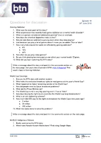 Questions for Discussion 26Th June 2018