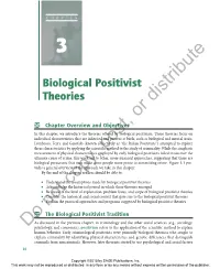 Biological Positivist Theories Distribute Or Yychapter Overview and Objectives in This Chapter, We Introduce the Theories Offered by Biological Positivism