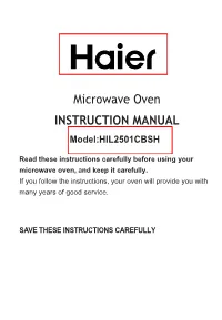 INSTRUCTION MANUAL Microwave Oven