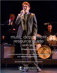 Music Department Resource Guide 2016/2017 Private Lessons