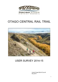 Otago Central Rail Trail User Survey 2014-15