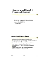 Overview and Detail + Focus and Context