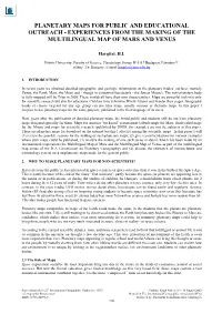 Planetary Maps for Public and Educational Outreach - Experiences from the Making of the Multilingual Map of Mars and Venus