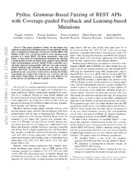 Pythia: Grammar-Based Fuzzing of REST Apis with Coverage-Guided Feedback and Learning-Based Mutations