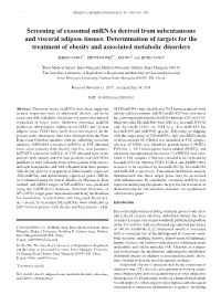 Screening of Exosomal Mirnas Derived From