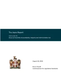 The Joyce Report Made Under the House of Assembly Accountability, Integrity and Administration Act