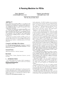 A Parsing Machine for Pegs