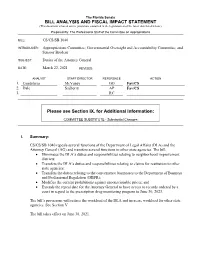 Bill Analysis and Fiscal Impact Statement