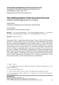 The Implementation of the Encyclical Pascendi Outline and Background of a Project