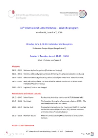 10Th International Limb Workshop – Scientific Program Greifswald, June 3 – 7, 2019