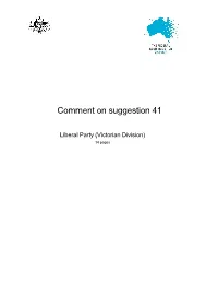 Comment on Suggestion 41