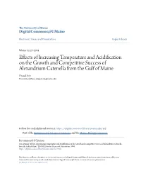 Effects of Increasing Temperature and Acidification on the Growth And