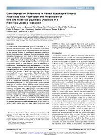 Gene Expression Differences in Normal Esophageal Mucosa