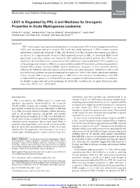 LEO1 Is Regulated by PRL-3 and Mediates Its Oncogenic Properties in Acute Myelogenous Leukemia