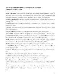 Making Space for Women in Geographical Analysis: Choosing to Challenge