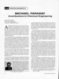 MICHAEL FARADAY Contributions to Chemical Engineering