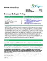 Neuropsychological Testing