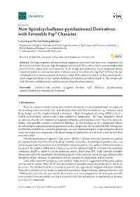 New Spiro[Cycloalkane-Pyridazinone] Derivatives with Favorable Fsp3 Character