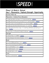 Phase 1.2: Week 6 - Deload Day 1 - Plyometrics - Triphasic Strength - Hypertrophy Dynamic Warm Up