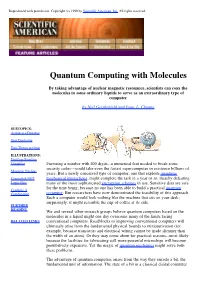 Quantum Computing with Molecules